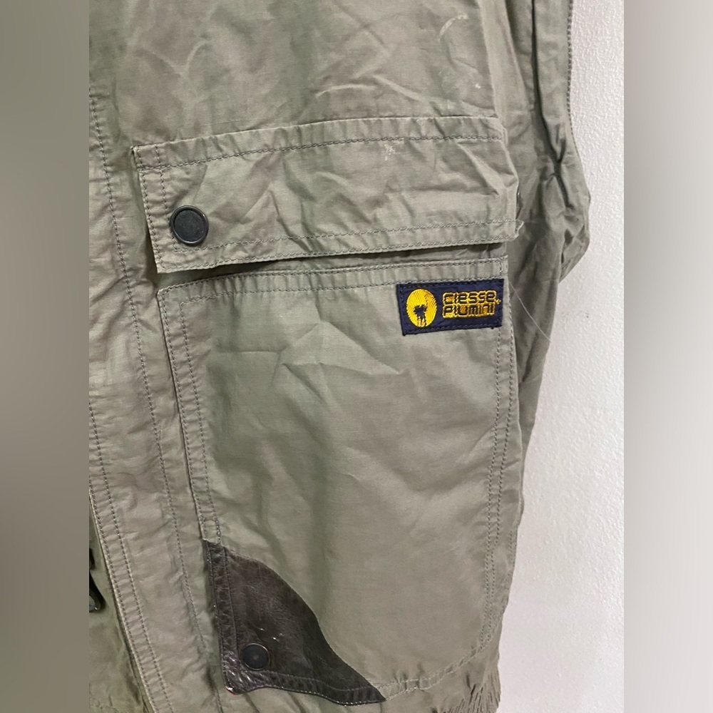 Ciesse Piummini Men's Khaki Outdoor vintage Italian  leather details Vest - Picture 3 of 8